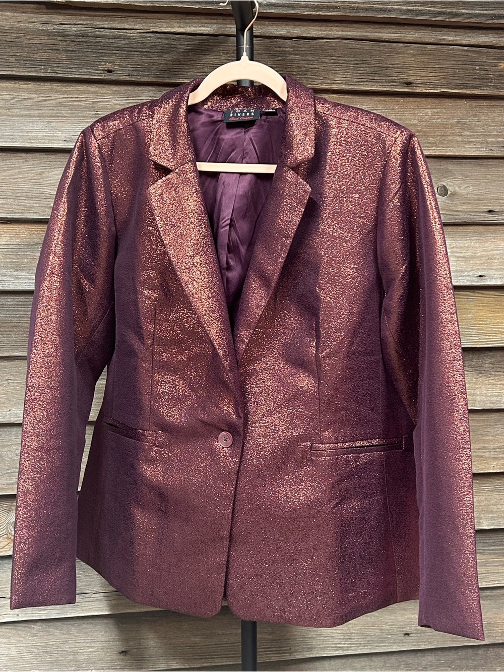 Women's Shimmery Plum Single-Button Blazer